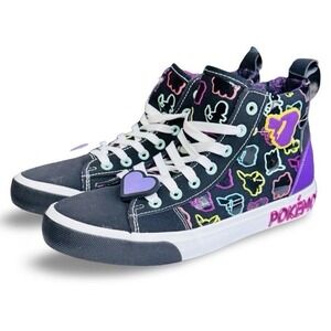Pokémon Girls 11 High Top Sneakers Neon Silhouette Black Purple Shoes Ground Up
